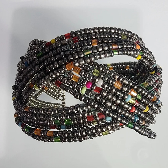 Beaded Bangle Bracelet/Bohemian Cuff - Picture 7 of 8